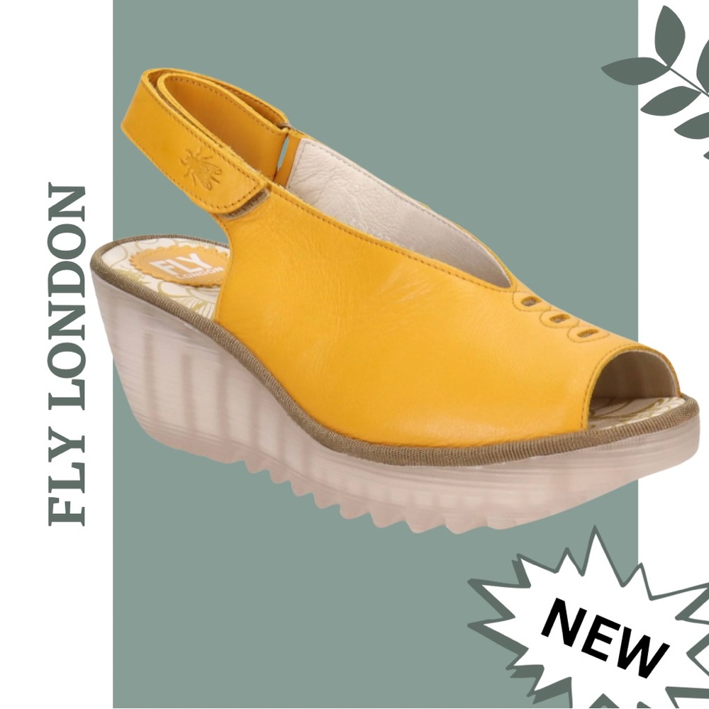 Fly London YEAY Peep Toe Sandal 387FLY Dublin Mustard Multiple Sizes
